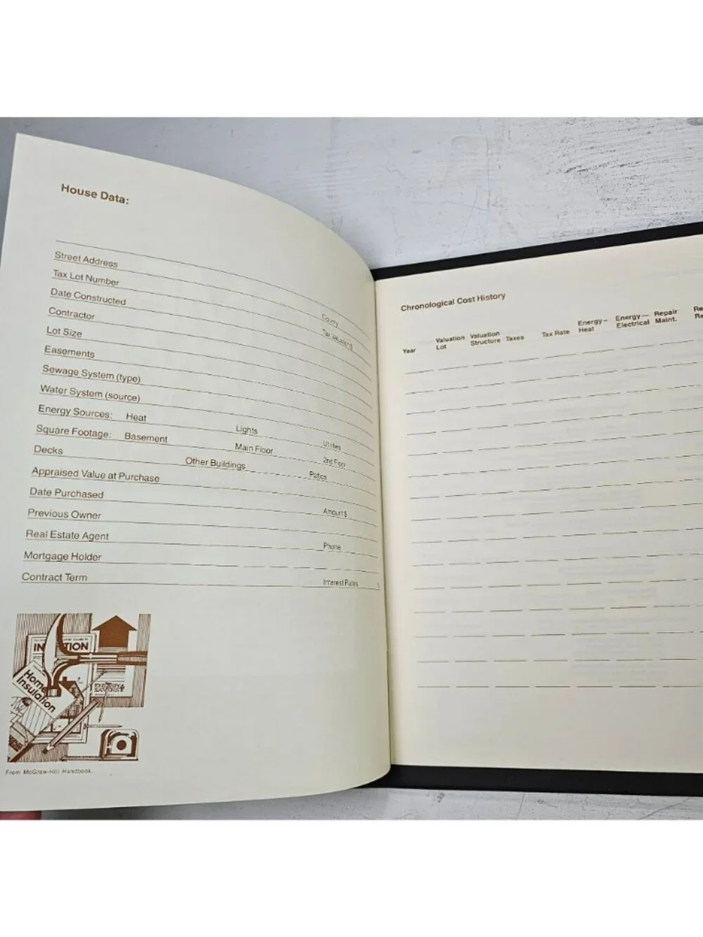 Vintage Home Diary Brown Faux Leather Document Binder with Log Book 11x12